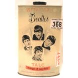 1960s Beatles advertising talc tin and Beatles collectable card, 18 x 11 x 5 cm. P&P Group 1 (£14+