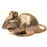 White metal Oriental lucky rat figure, L: 8 cm, 273g. Not available for in-house P&P, contact Paul