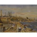 JR Bradley (19th century); watercolour of St Andrews harbour, signed lower right, 35 x 23 cm. Not