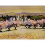 Kerfily (French, 20th century); impasto oil on canvas, Les Arbres en fleurs, signed lower left, 41 x