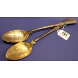 Pair of large Victorian silver plated serving spoons, L: 35 cm. P&P Group 2 (£18+VAT for the first