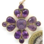 Edwardian yellow metal amethyst set pendant, H: 35 mm, 5.5g, boxed. P&P Group 1 (£14+VAT for the