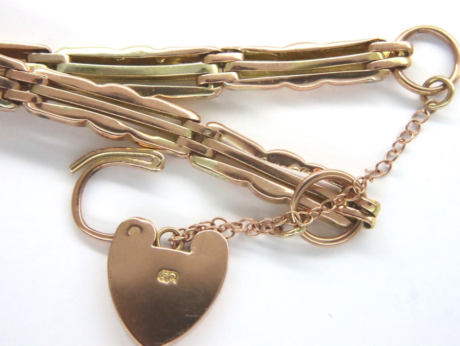 9ct rose gold bracelet, with padlock clasp, L: 13 cm. 8.7g. P&P Group 1 (£14+VAT for the first lot - Image 2 of 2