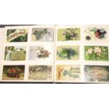 An album of over 400 vintage postcards including shipping scenes, transport etc. P&P Group 3 (£25+