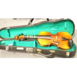 Cased child size violin. Not available for in-house P&P, contact Paul O'Hea at Mailboxes on 01925