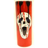 Anita Harris cylinder vase in the Scream pattern, signed in gold, H: 22 cm. No cracks, chips or