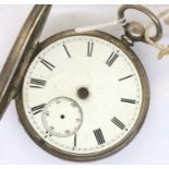 A hallmarked silver cased pocket watch with fusee movement, Chester assay, 1876, D: 49 mm, not