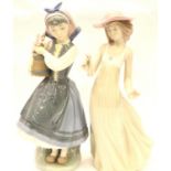 Two ladies with flowers, Lladro and Nao. P&P Group 3 (£25+VAT for the first lot and £5+VAT for