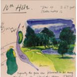 Harold Riley (b.1934); framed sketchbook print 10th Hole, 21 x 35 cm. Not available for in-house P&