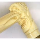 Bone handled walking stick with repair to nose. P&P Group 3 (£25+VAT for the first lot and £5+VAT