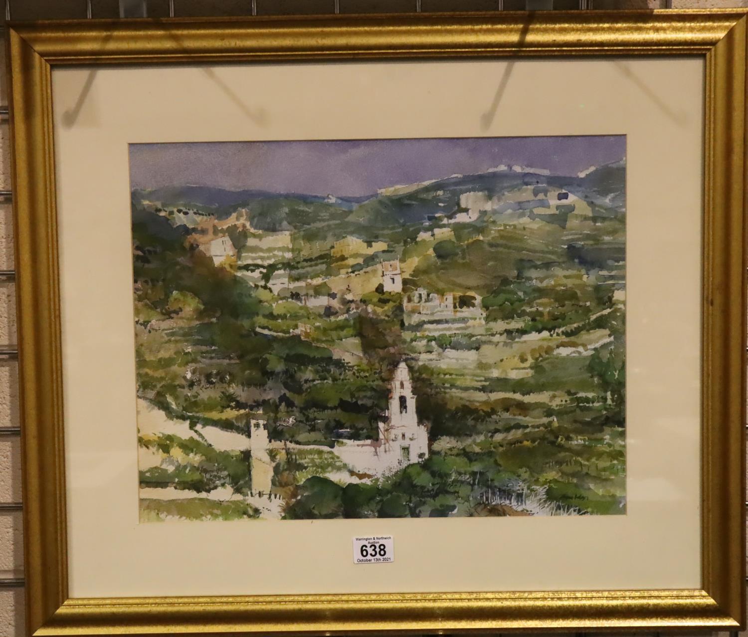 Robert Gouldon (Liverpool artist, 20th century); watercolour Amalfi Inlet, signed lower right with - Image 2 of 4