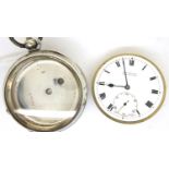 925 silver cased, key wind pocket watch, twelve jewel movement dial and movement marked H. Samuel,