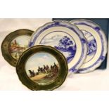 Two limited edition Spode Antique Golf Series plates and a pair of Royal Doulton golf related