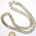 Heavy gauge 925 silver flat chain necklace, L: 50 cm, 66g. P&P Group 1 (£14+VAT for the first lot
