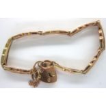 9ct rose gold bracelet, with padlock clasp, L: 13 cm. 8.7g. P&P Group 1 (£14+VAT for the first lot