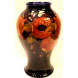 Large Moorcroft Baluster vase, blue ground in the pomegranate pattern, H: 33 cm. Possible
