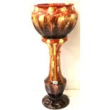 Large contemporary majolica jardiniere with pedestal, combined H: 88 cm, some minor damages to top
