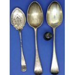 Three hallmarked silver teaspoons, a silver back brush and a silver pepper pot (5). P&P Group 1 (£
