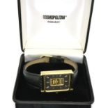 Swiss wristwatch, the black rectangular dial set with a fine gold ingot. P&P Group 1 (£14+VAT for