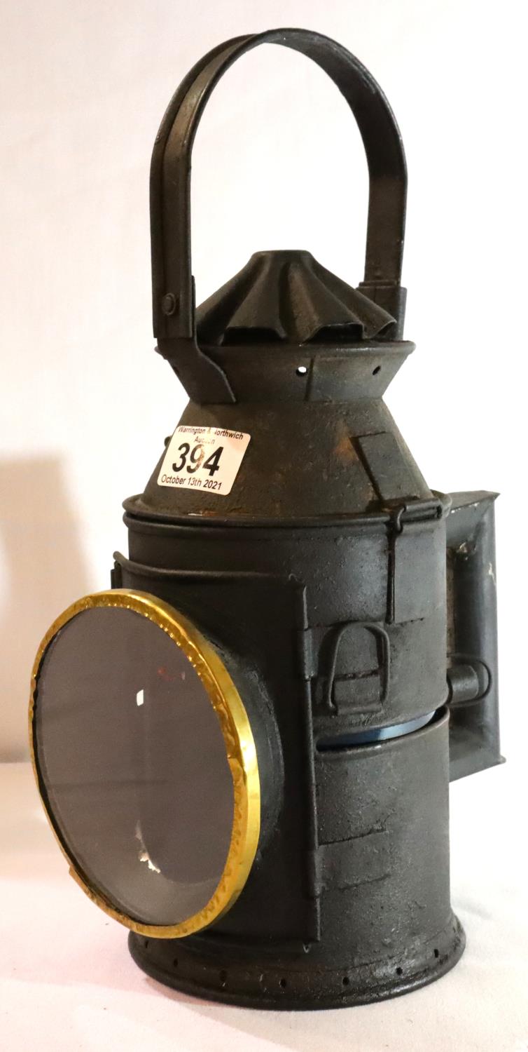 Vintage railway lantern with burner. Not available for in-house P&P, contact Paul O'Hea at Mailboxes