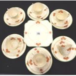 Nineteen piece Art Deco Crown Ducal tea set. Not available for in-house P&P, contact Paul O'Hea at