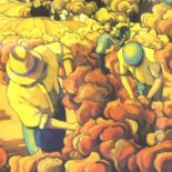 Leon Zanella (French, 20th century); large limited edition print, Vendanges au Chateau, 93/200, with