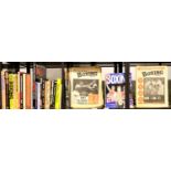 Three shelves of boxing books and boxing news magazines dating 1970 - 1998. Not available for in-
