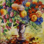 Kerfily (French 20th century); impasto oil on canvas of a large still life arrangement, signed lower