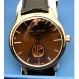 Lars Larson; gents sub dial new old stock wristwatch, with brushed copper dial and subsidiary