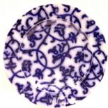Swansea blue and white plate, D: 22 cm. Kiln marks to surface but no cracks, chips or visible