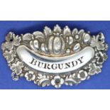 Antique white metal Burgundy bottle label. P&P Group 1 (£14+VAT for the first lot and £1+VAT for