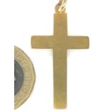 15ct gold cross pendant, L: 30 mm, 3.3g, Birmingham assay, 1974. P&P Group 1 (£14+VAT for the