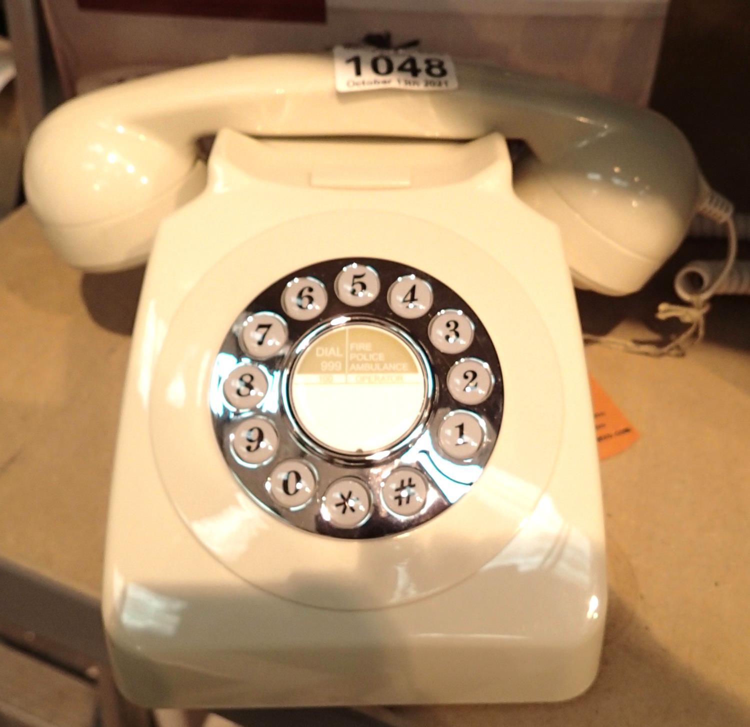 Ivory, GPO746 Retro push button telephone replica of the 1970s classic, compatible with modern