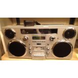 Silver, GPO Brooklyn large 1980s-Style Boombox - CD, cassette, DAB+ & FM Radio, USB,