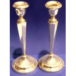 Pair of hallmarked silver weighted candlesticks, Birmingham assay, H: 26 cm. P&P Group 2 (£18+VAT