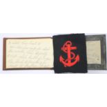 WWII Naval patch and diary dated 1945. P&P Group 1 (£14+VAT for the first lot and £1+VAT for