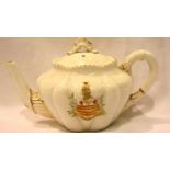 Shelley Bachelor teapot with Blackpool Crest decoration, reg no 272101, L: 15 cm. P&P Group 2 (£18+