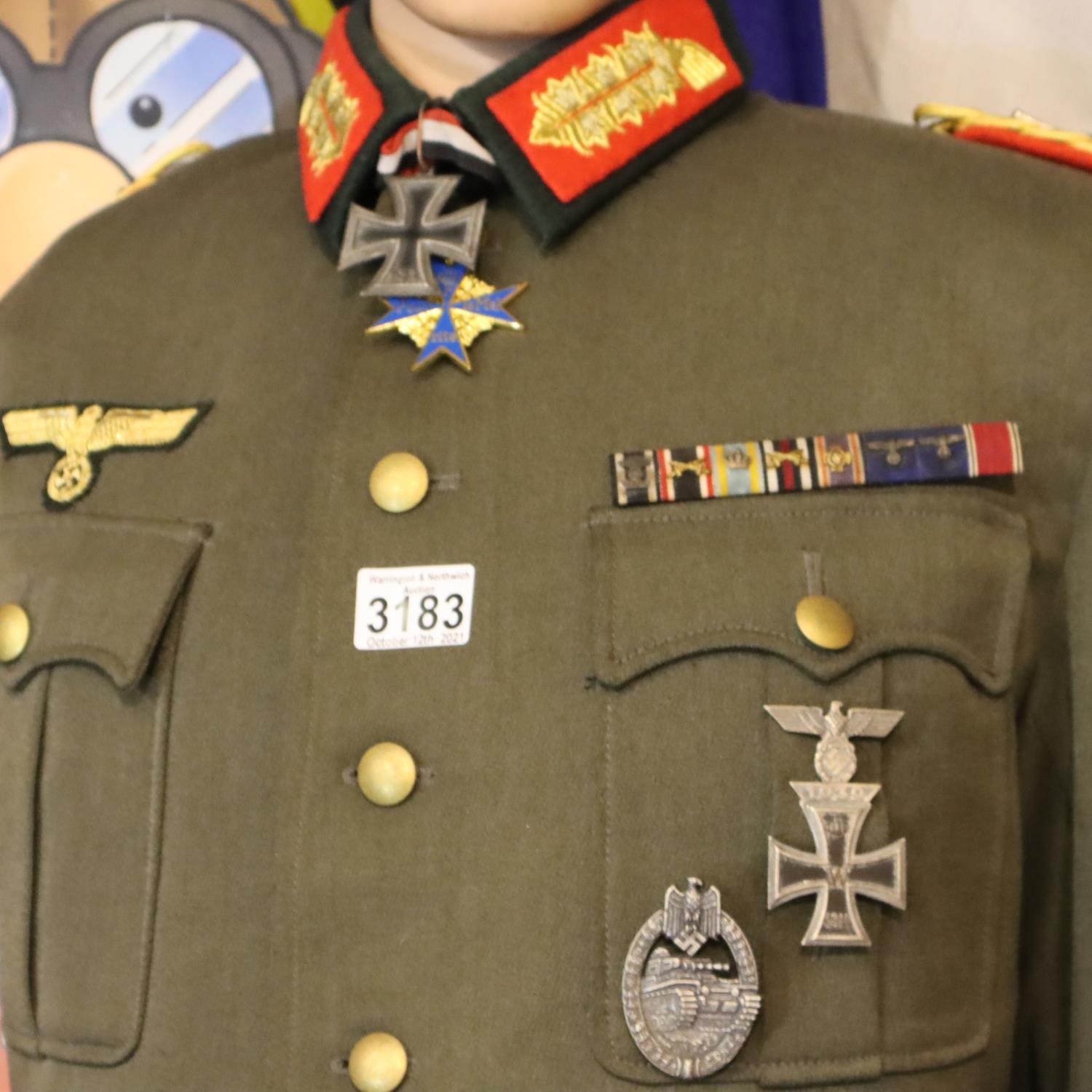 A museum arranged uniform of Erwin Rommel, comprising period and later pieces, including badged - Image 2 of 2
