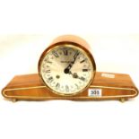 Kieninger mantel clock in highly polished Maplewood case, chimes hours and 1/2s with a key, L: 40