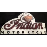 An Indian Motorcycle cast iron replica wall plaque, 30 x 15 cm. P&P Group 2 (£18+VAT for the first