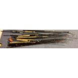 Selection of incomplete fishing rods. Not available for in-house P&P, contact Paul O'Hea at