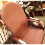 Modern mahogany upholstered office chair. Not available for in-house P&P, contact Paul O'Hea at