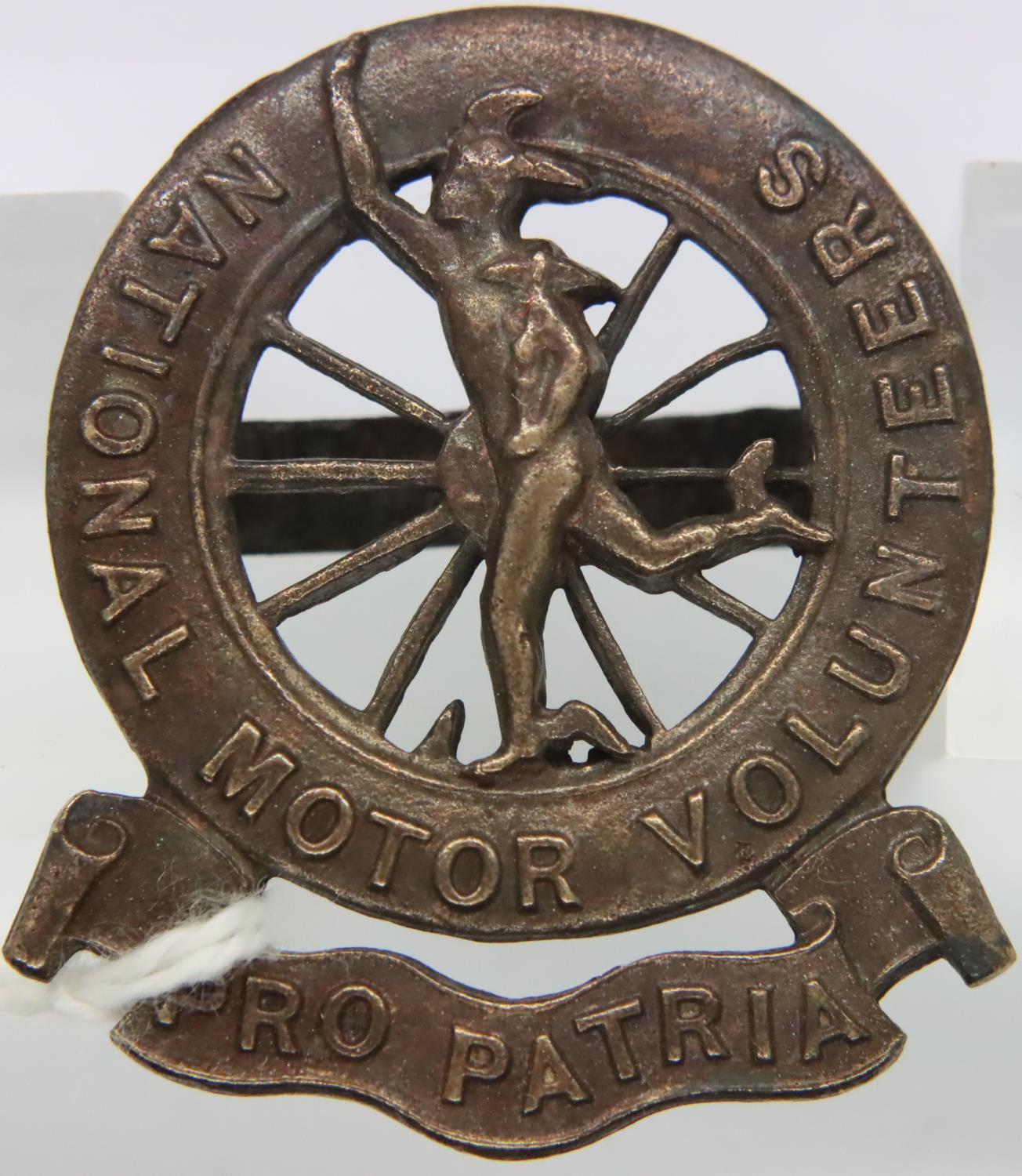 WWI British National Motor Volunteers cap badge. P&P Group 1 (£14+VAT for the first lot and £1+VAT