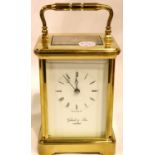 Gluck & Son London repeating Brass carriage clock, working at lotting, H: 14 cm. P&P Group 2 (£18+