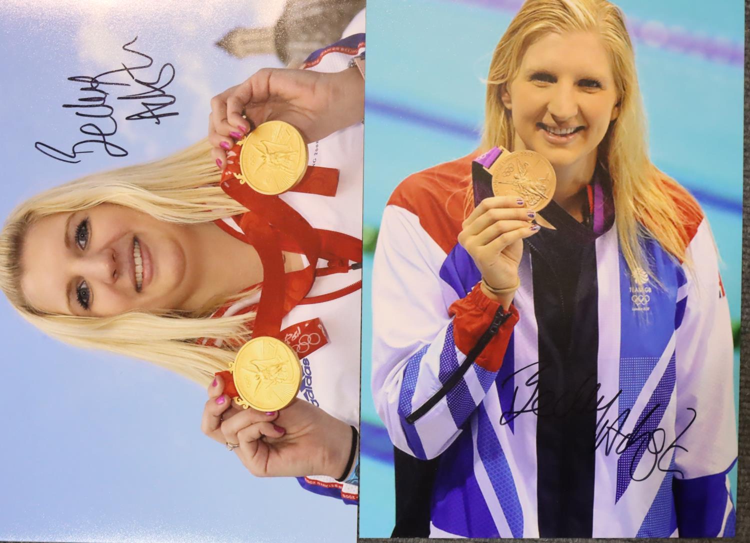 Olympics Interest: Rebecca Adlington, two pen signed publicity shots, each 12 x 8. P&P Group 1 (£