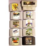 Nine Nintendo 64 game cartridges; Clay Fighter 63 1/3, Knife Edge, 1080 Snowboarding, Cruisin USA,