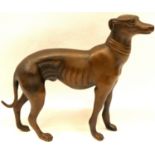 Bronze standing Greyhound, H: 110 cm. P&P Group 2 (£18+VAT for the first lot and £3+VAT for