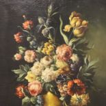Unattributed Continental School 19th century oil on canvas, Summer flowers in a vase, unsigned, 74 x