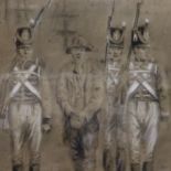 Attributed to John Hunter (19th century); charcoal on paper Escorting The Prisoner, signed J