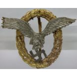 1960s replica German Luftwaffe pilots badge. P&P Group 1 (£14+VAT for the first lot and £1+VAT for